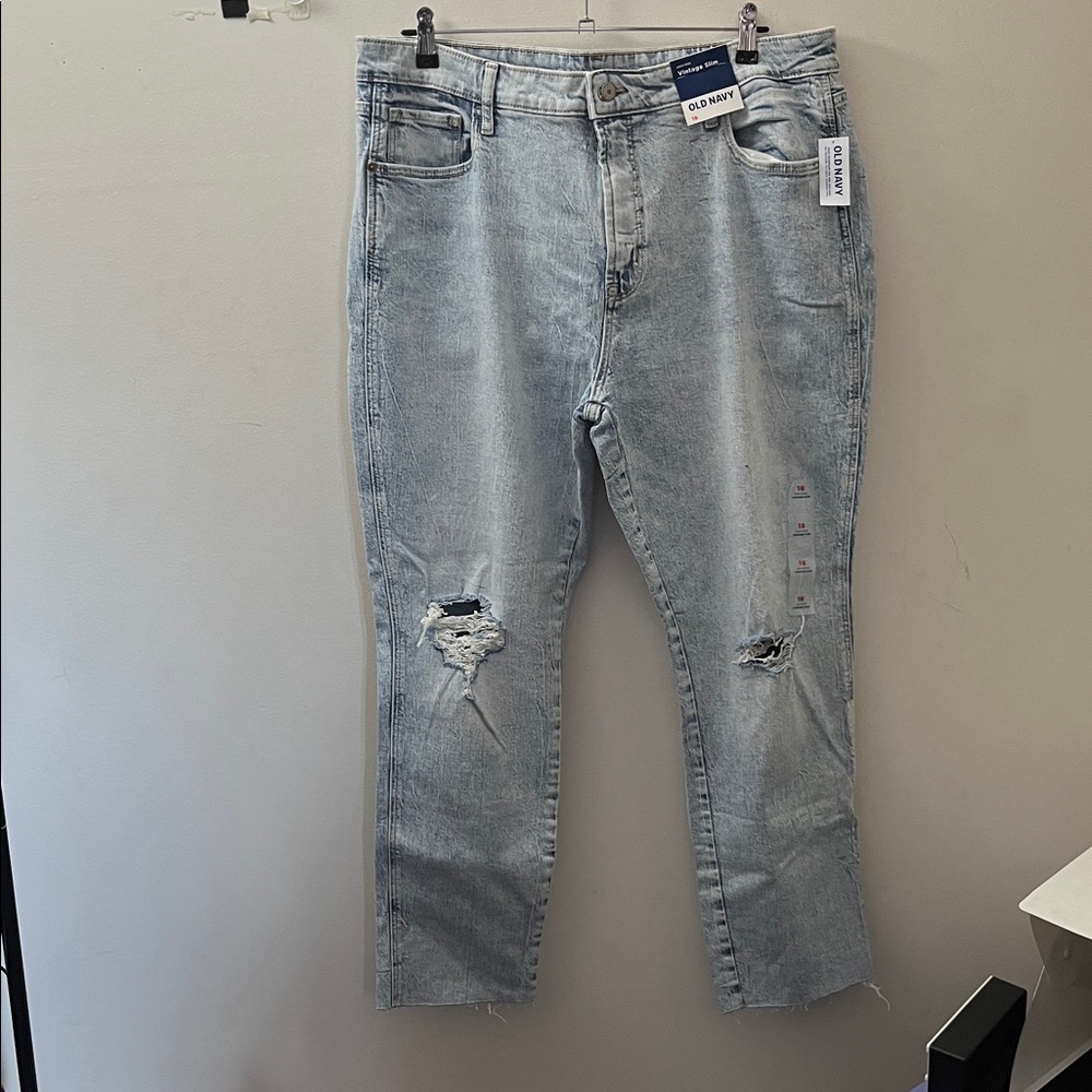 ✨BNWT!Old Navy High-Rise Vintage Slim Jeans w/ Rips! Super cute!Sz 16!👖